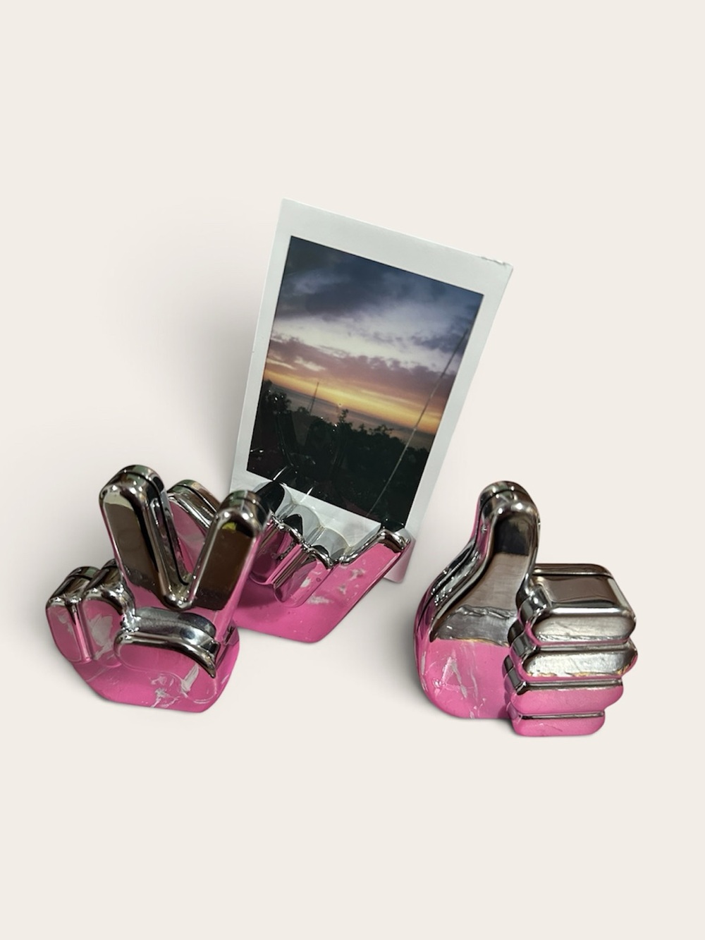 Umbra Metallic Silver Heavy-weight Hand Gesture Card & Photo Holders Set